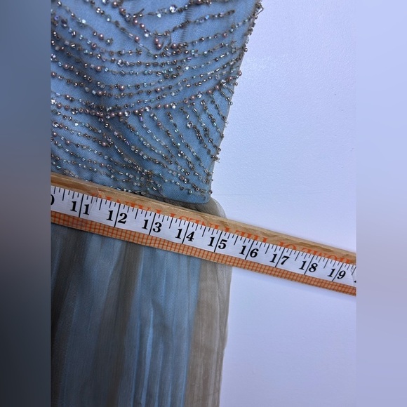 VTG Y2K JS Boutique Beaded Dres Size 8 Lace fairy Teal Babydoll Hoco Romantic - Picture 14 of 16